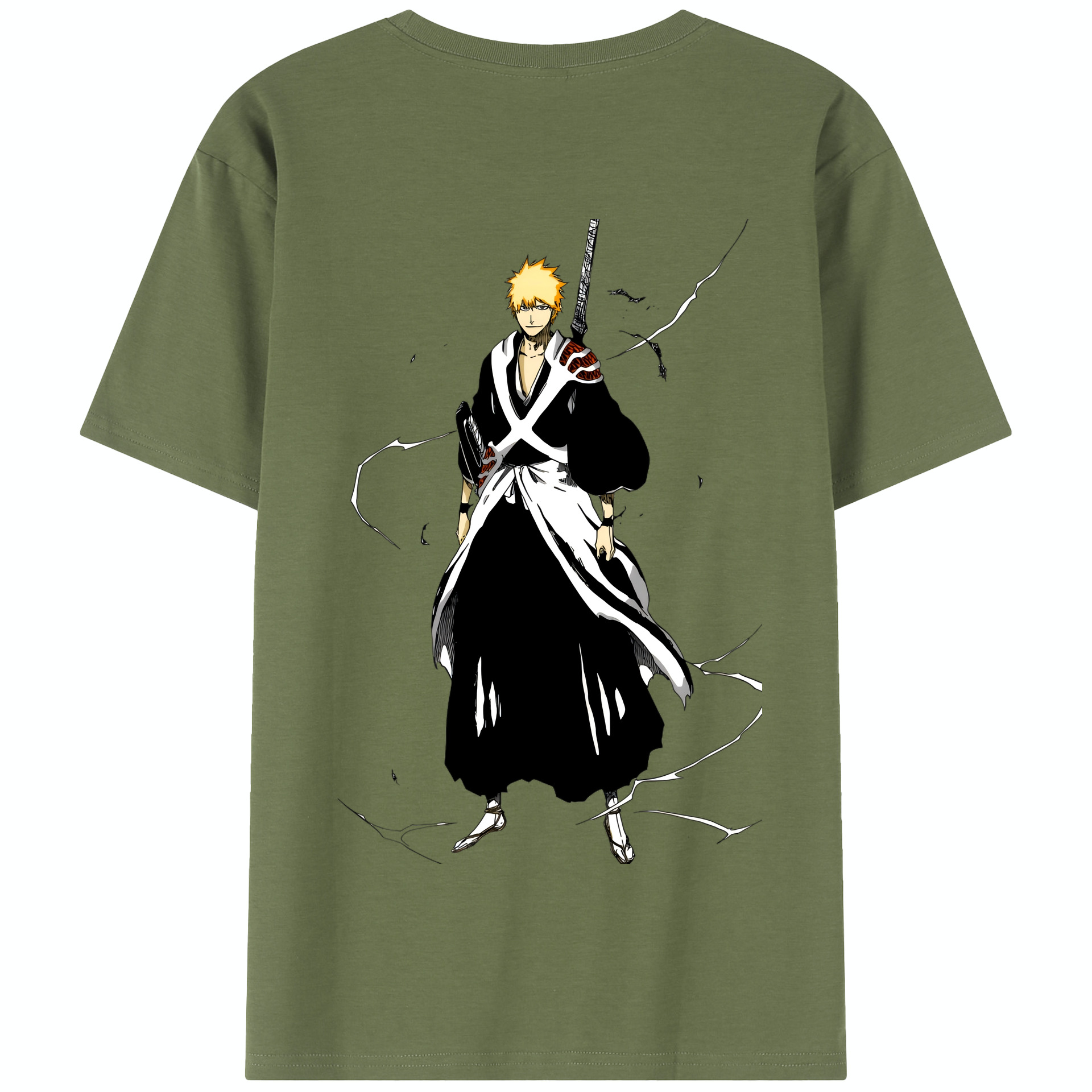 （画像用） ブリーチ 黒崎一護（くろさき いちご）BLEACH Kurosaki Ichigo 綿100％半袖Tシャツ（背面プリント）